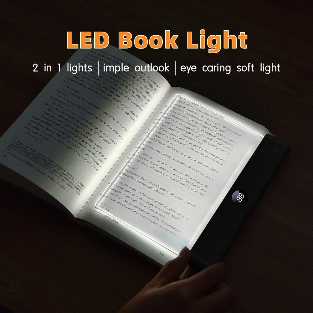 2-in-1 LED Book & Night Light | 3-Color Dimming + Timer, USB Rechargeable, Portable Eye-Care Lamp for Bed/Dorm/Travel