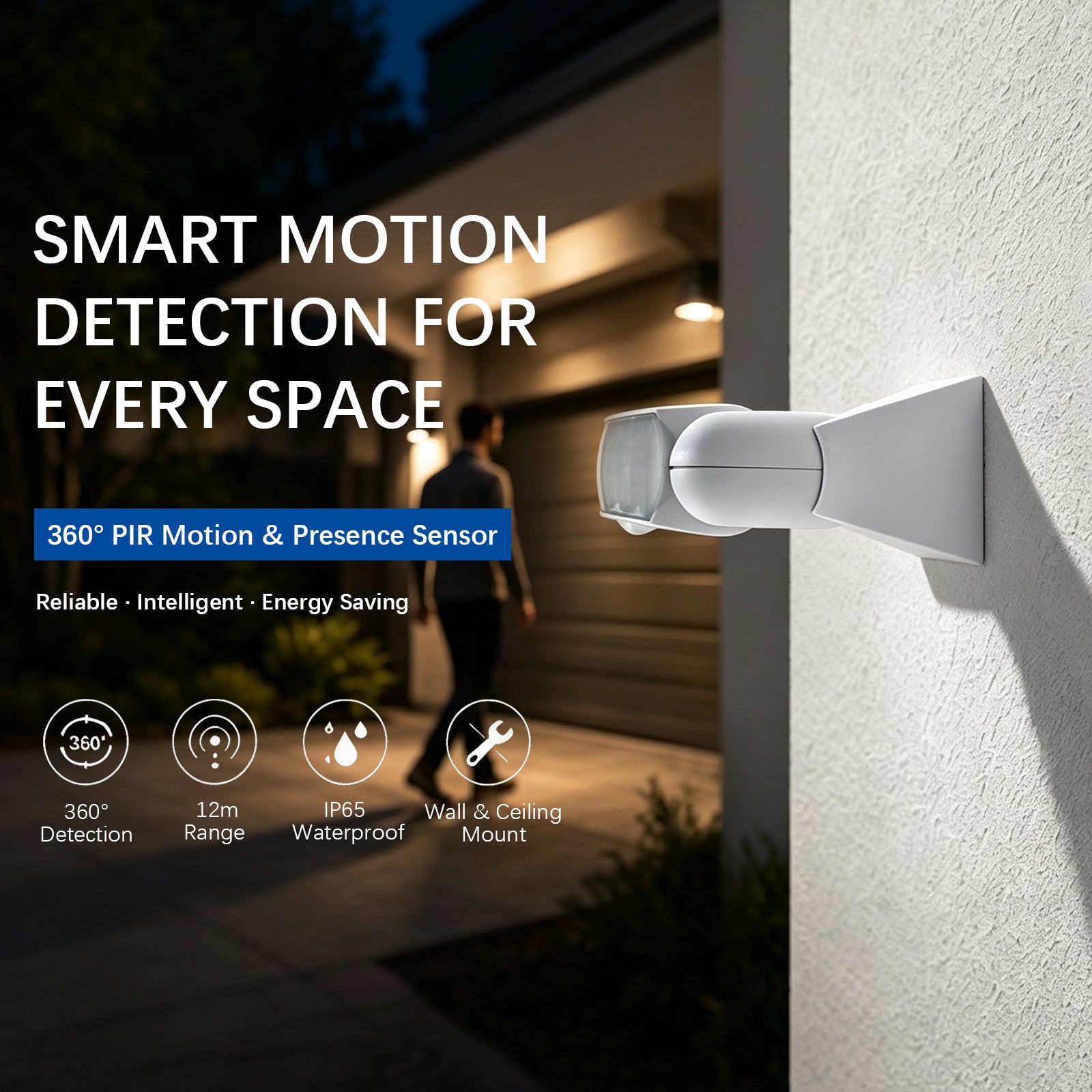 Smart IR Motion Sensor Switch | 360° Detection | 1200W | 12m Range