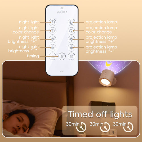 2-in-1 Magnetic Rotating Wall Light | Stepless Dimming + 3-Color Projection, USB-C Rechargeable, Cordless Bedside Decor Lamp