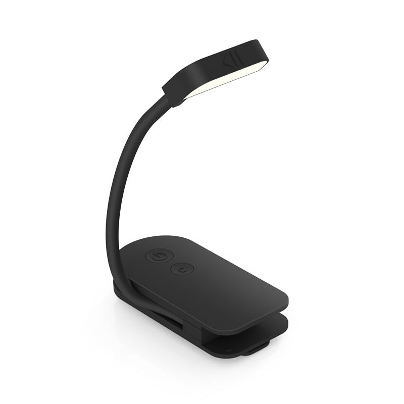 Portable LED Clip Reading Light | 360° Gooseneck + Clip Hands-Free, 3-Color 3-Brightness, USB Pocket Design for Night/Camping/Travel (Black)