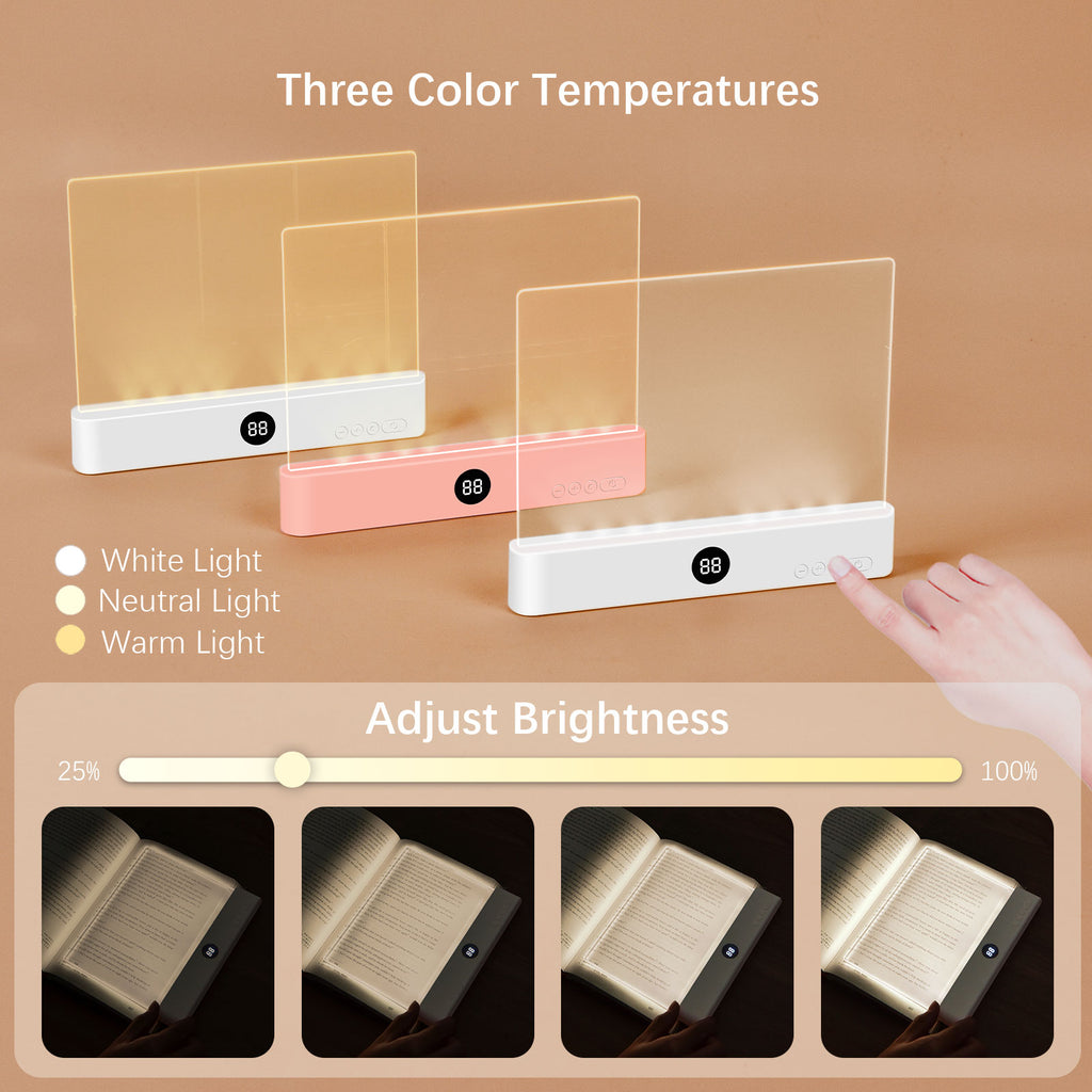 LED Book Light and Night Light 2 in 1, 3 Color Temperatures & Stepless Dimming, USB Rechargeable Reading Light with Timer for Night Reading
