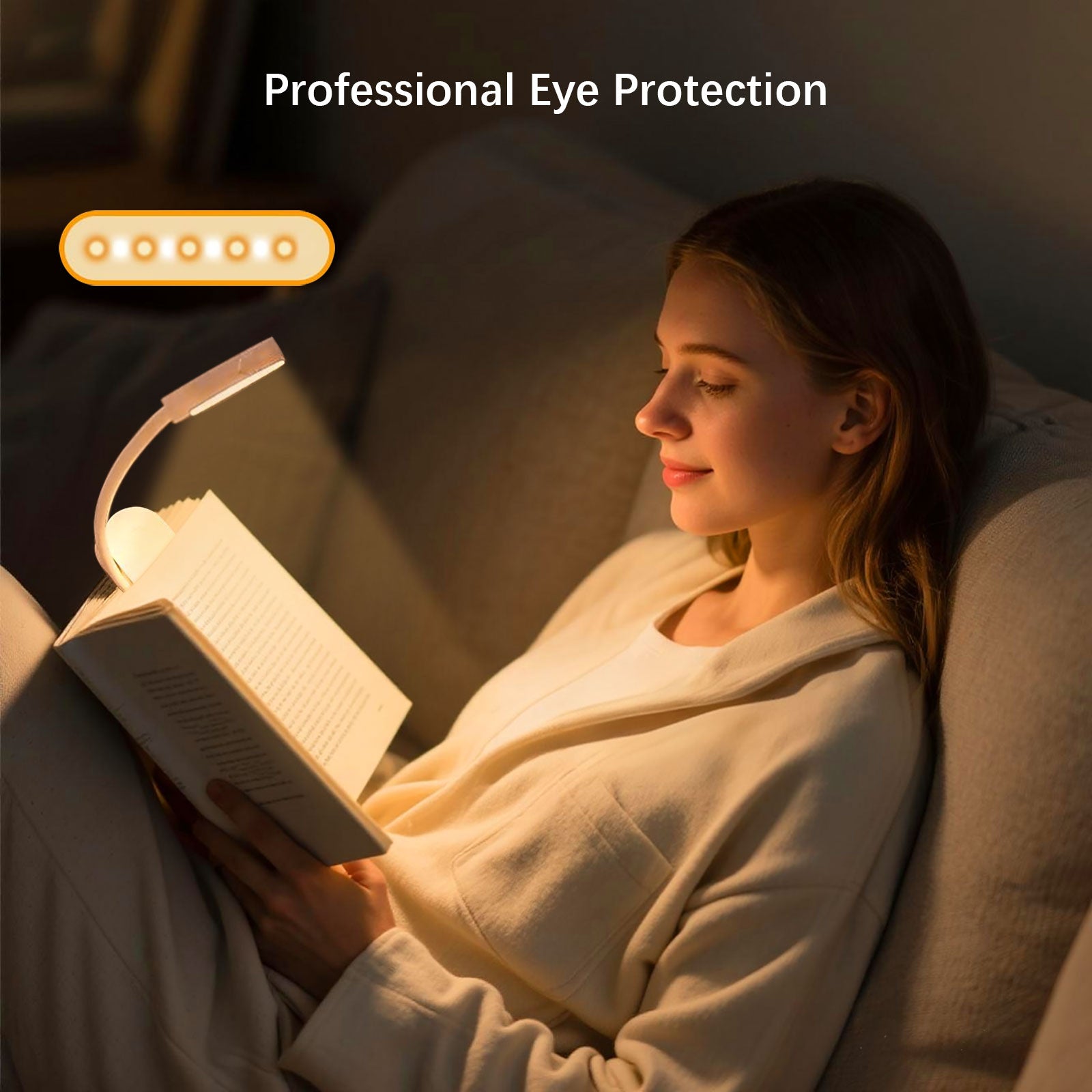 Portable LED Reading Lights, Eye Caring 3 Color Temperatures and Dimming Brightness Book Lights, Lightweight USB Rechargeable Clip-On Lamp for Book Lovers Night Reading