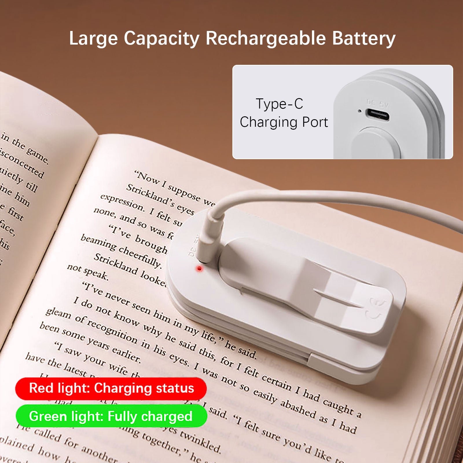Portable LED Reading Lights, Eye Caring 3 Color Temperatures and Dimming Brightness Book Lights, Lightweight USB Rechargeable Clip-On Lamp for Book Lovers Night Reading